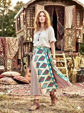 Reversible Silk Boho Chevron Wrap Skirt w hippy festival Gypsy patchwork vibe